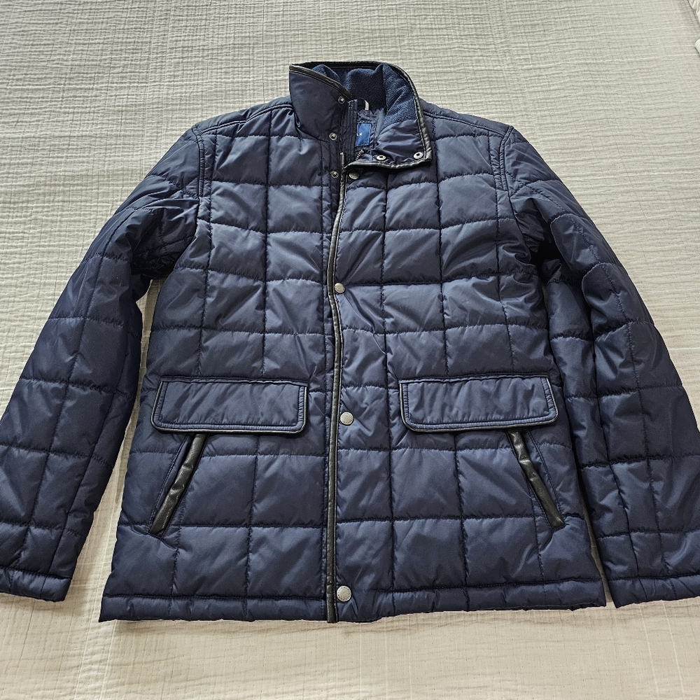 Mens Cole Haan Citty Puffer Insulated Quilted Jacket, Navy, Sz Small